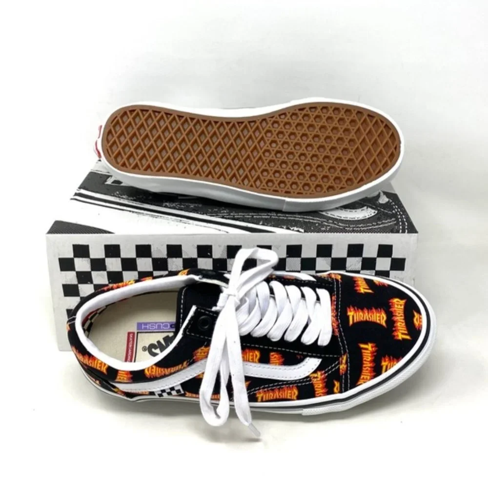 VANS x Thrasher Old Skool Skate Low Top Black Canvas Men’s Sneakers VN0005W0BML - Picture 5 of 10